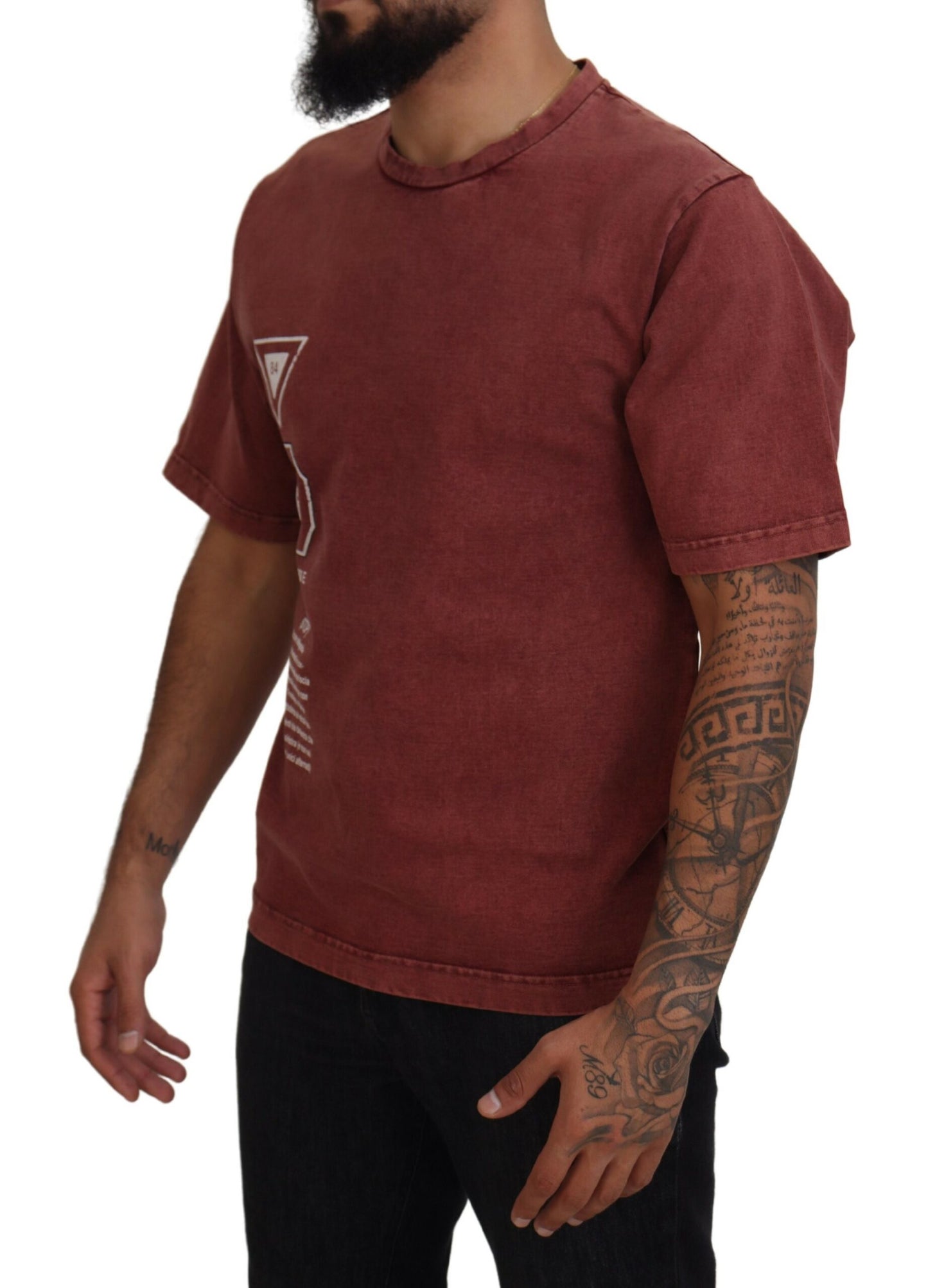 Dolce &amp; Gabbana Maroon Print Round Neck Short Sleeves T-shirt