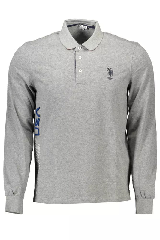 U.S. POLO ASSN. Chic Gray Long-Sleeved Polo with Contrasting Accents