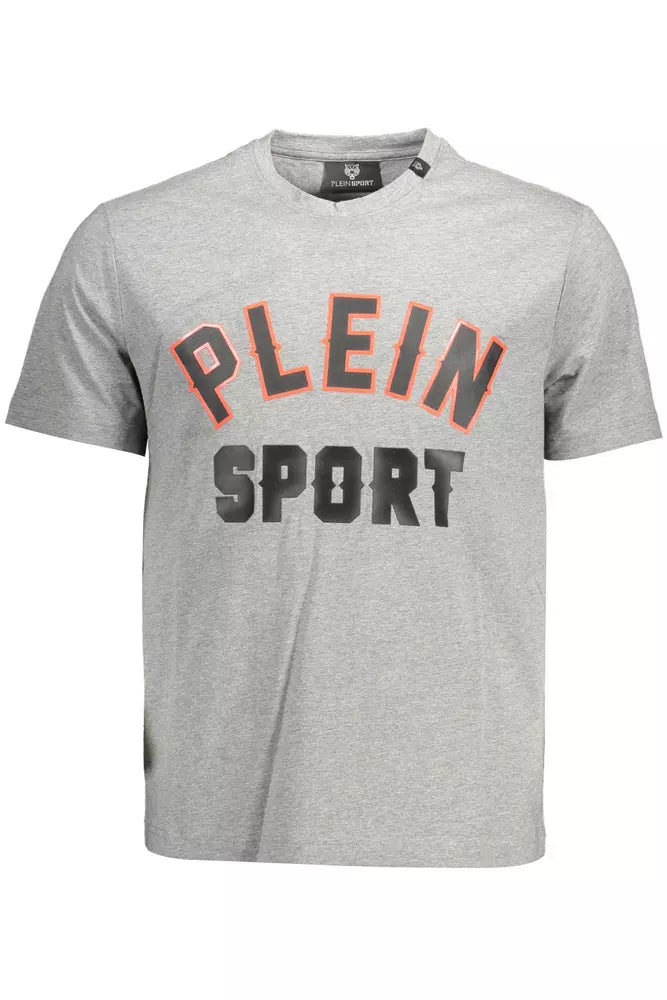 Plein Sport Gray Cotton Men T-Shirt