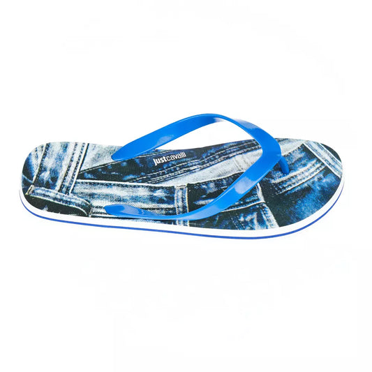 Hellblaue Herren-Flip-Flops mit Logo von Just Cavalli