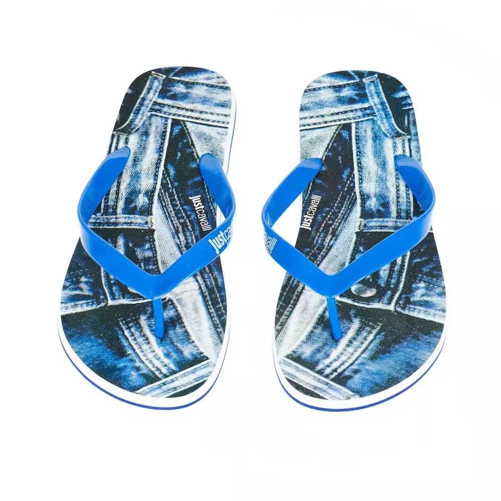 Hellblaue Herren-Flip-Flops mit Logo von Just Cavalli