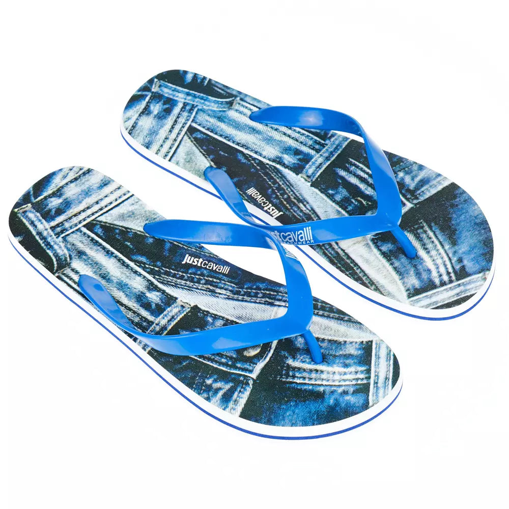 Hellblaue Herren-Flip-Flops mit Logo von Just Cavalli