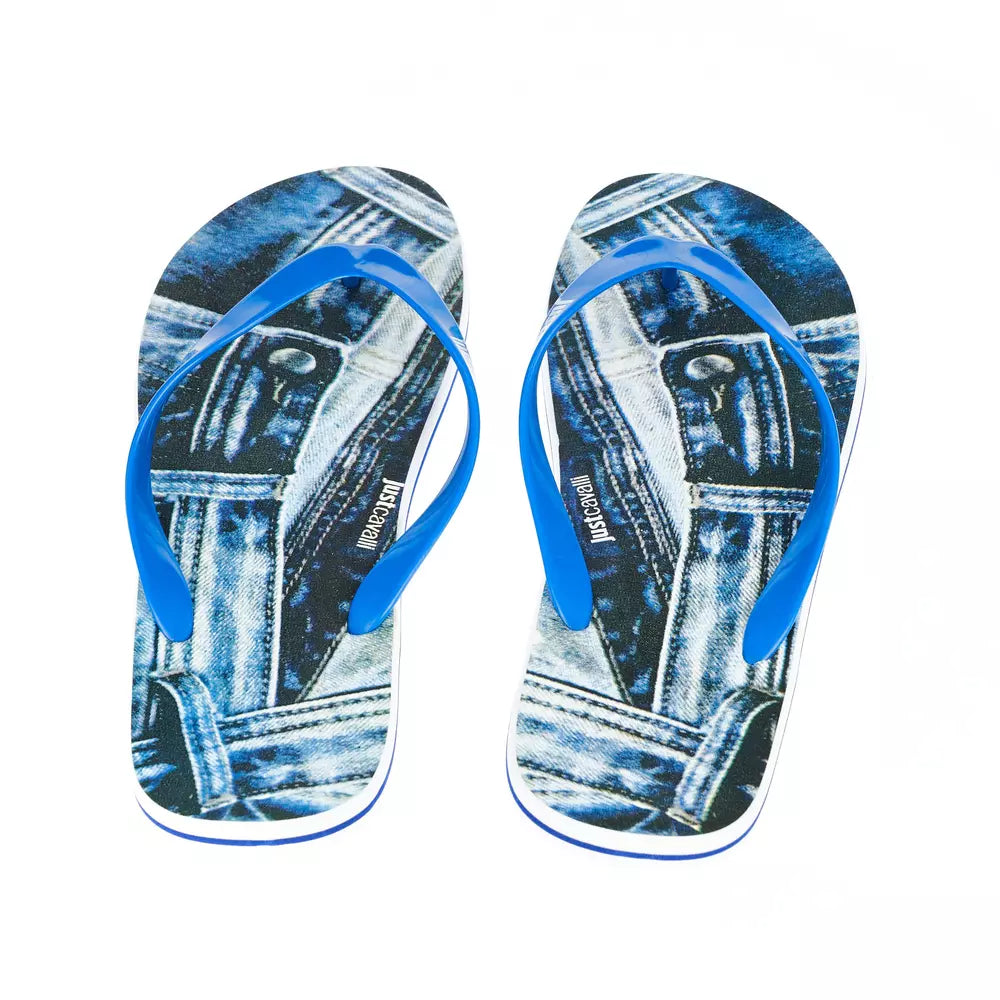 Hellblaue Herren-Flip-Flops mit Logo von Just Cavalli