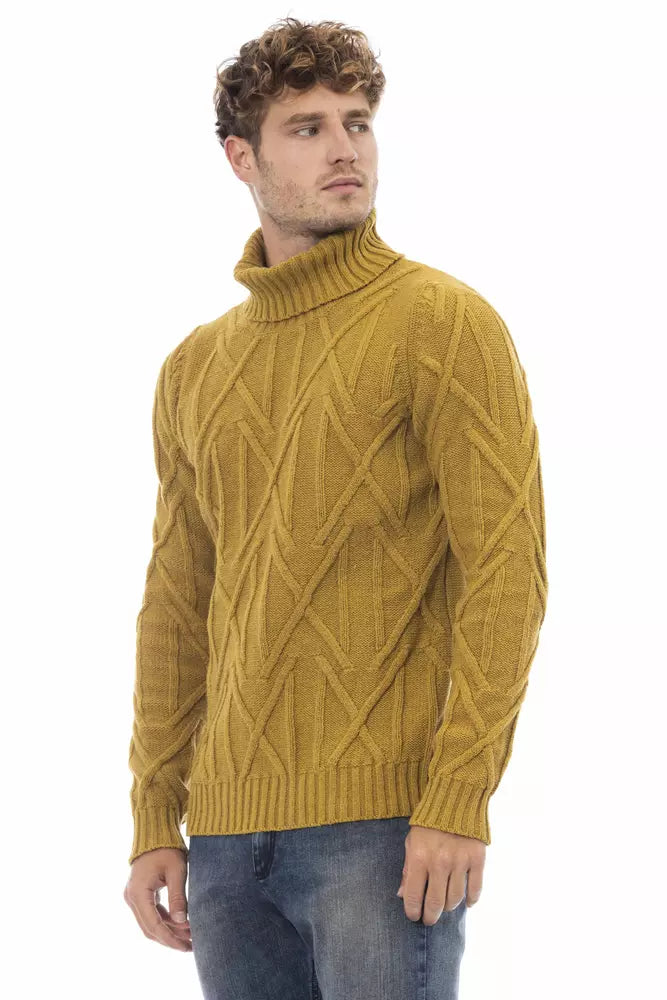 Alpha Studio Chic Gelber Rollkragenpullover für Herren