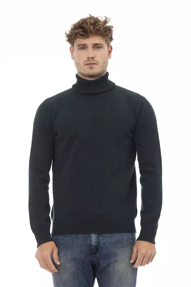 Alpha Studio Eleganter grüner Rollkragenpullover aus Wolle