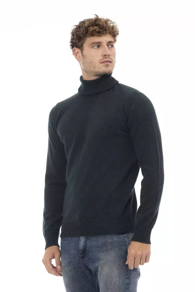 Alpha Studio Eleganter grüner Rollkragenpullover aus Wolle