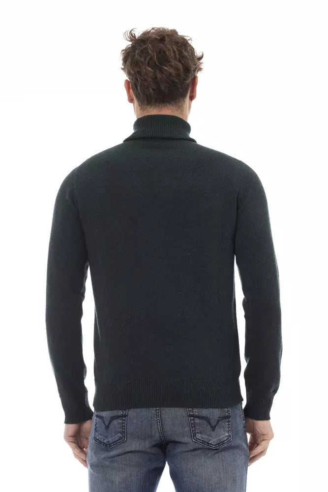 Alpha Studio Eleganter grüner Rollkragenpullover aus Wolle