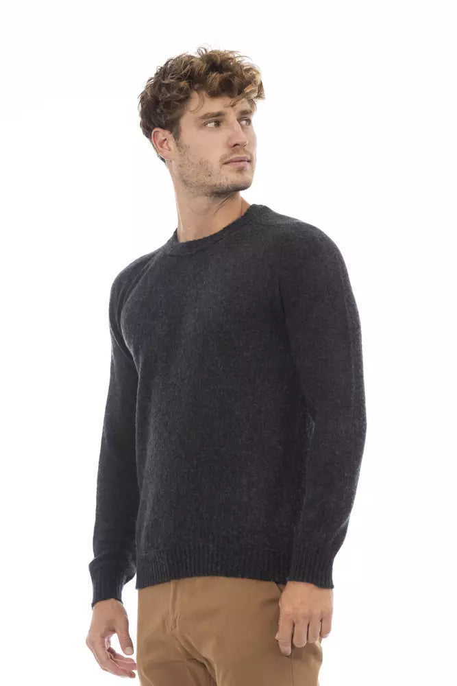 Alpha Studio Eleganter schwarzer Pullover mit Rundhalsausschnitt für Herren