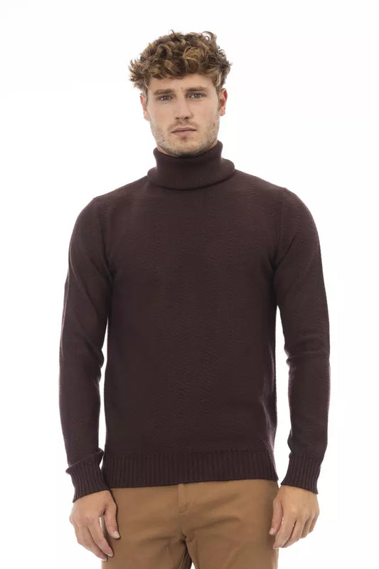 Rollkragenpullover aus Merinowolle von Alpha Studio in Braun