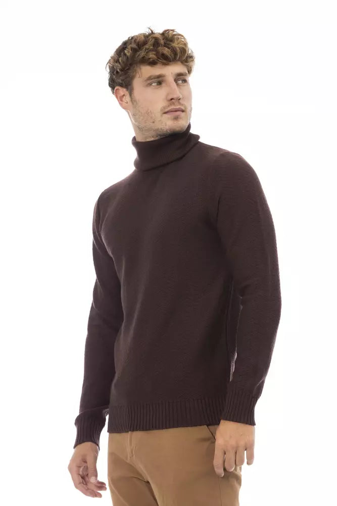 Rollkragenpullover aus Merinowolle von Alpha Studio in Braun