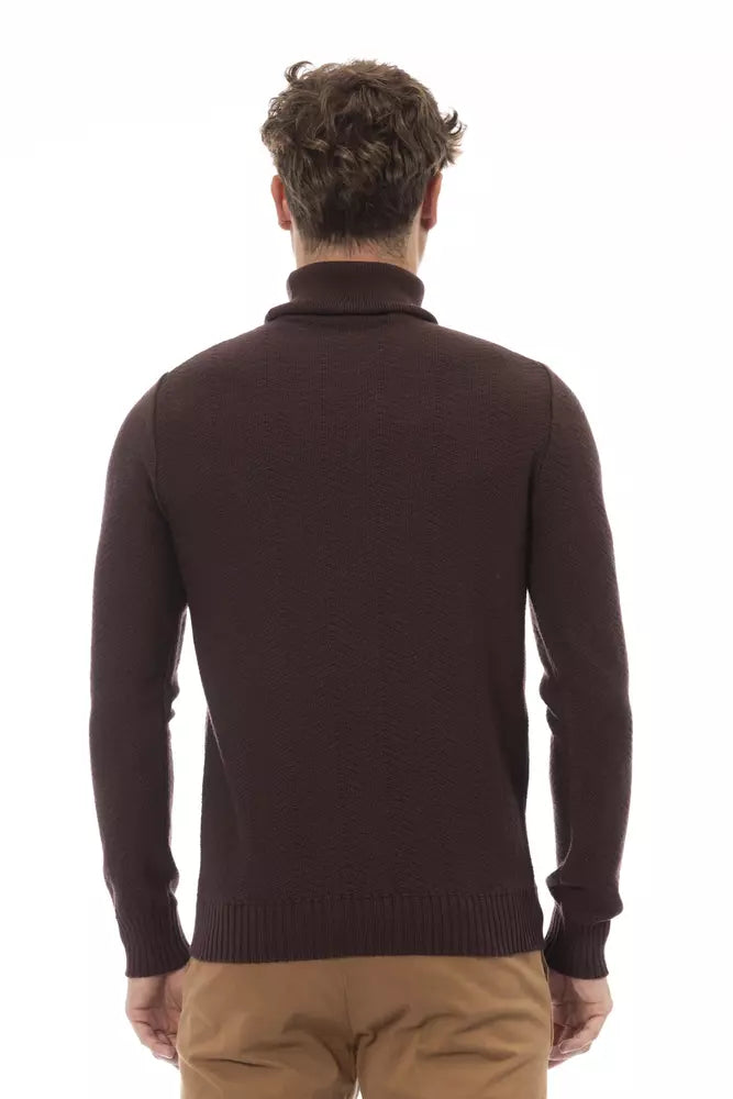 Rollkragenpullover aus Merinowolle von Alpha Studio in Braun