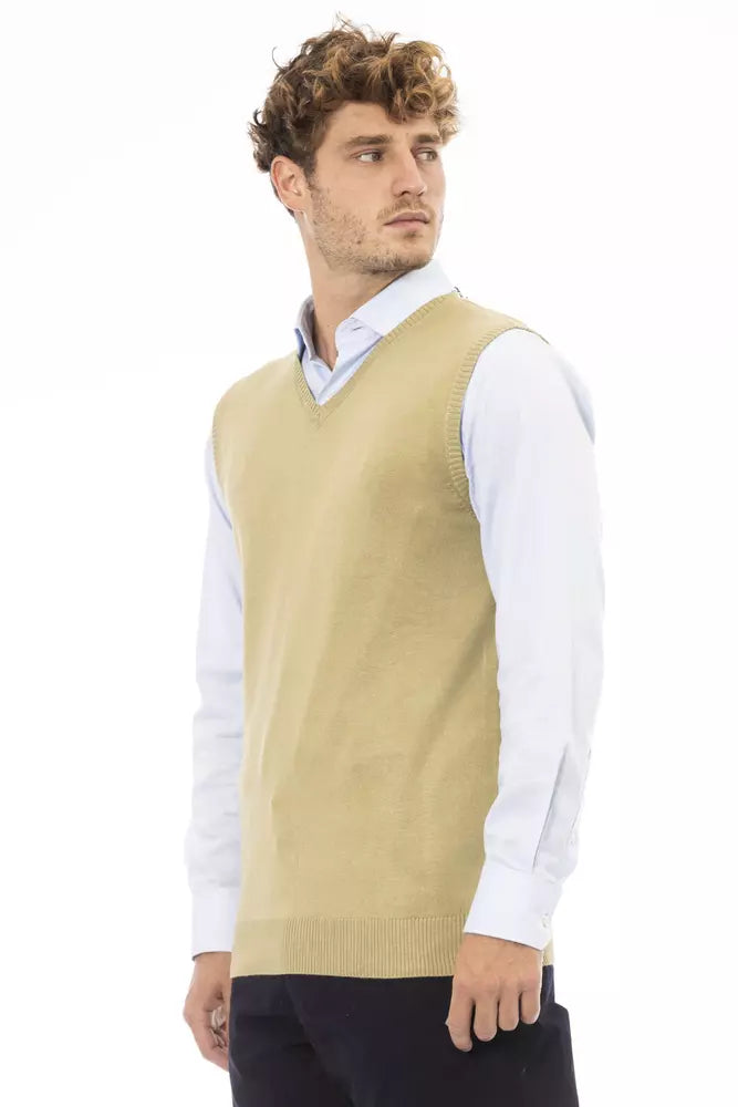 Alpha Studio Elegante beige Weste mit V-Ausschnitt für Herren