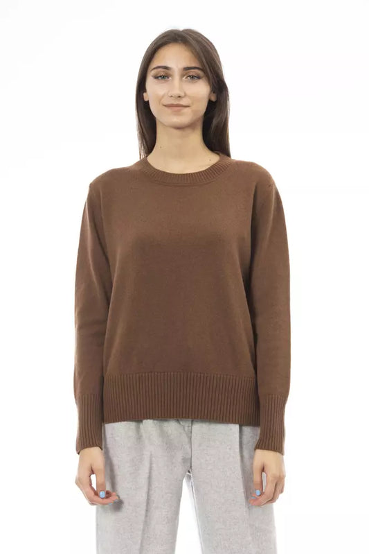 Alpha Studio Elegant Cashmere Crew Neck Sweater sa Brown