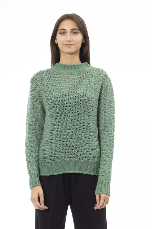 Alpha Studio Chic Mock Neck Green Sweater para sa Mga Elegant na Gabi