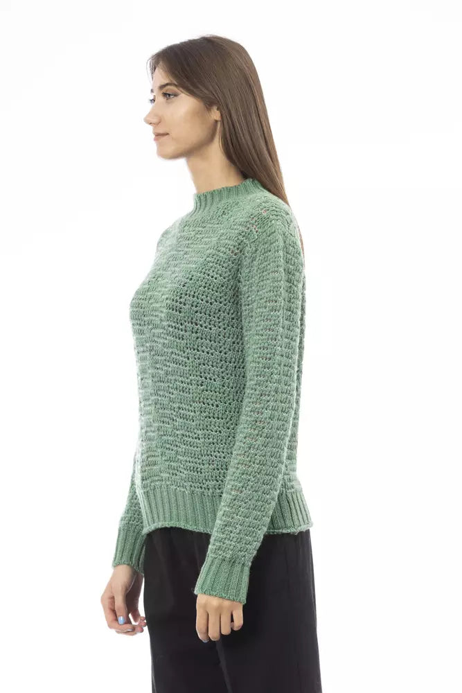 Alpha Studio Chic Stehkragenpullover in Grün für elegante Abende