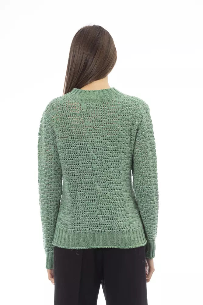 Alpha Studio Chic Stehkragenpullover in Grün für elegante Abende