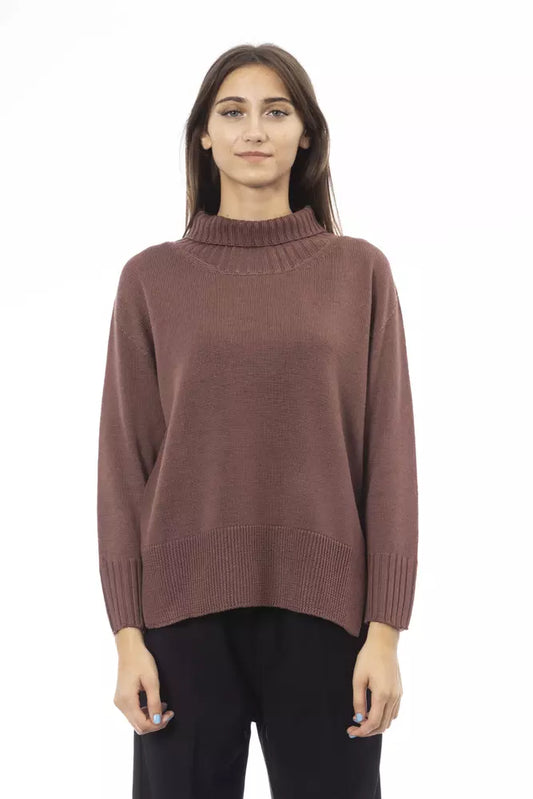 Alpha Studio Timeless Turtleneck Sweater na may Side Slits