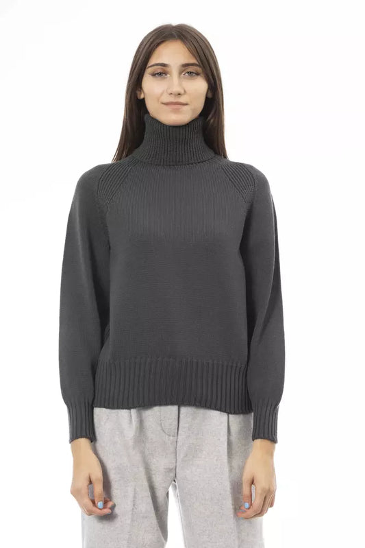 Alpha Studio Elegant Green Turtleneck Sweater