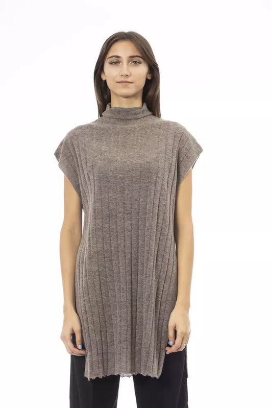 Alpha Studio Trendy Turtleneck Sweater na may Chic Side Slits