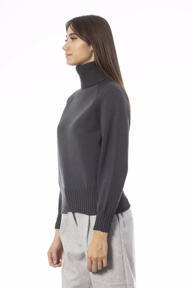 Alpha Studio Eleganter grüner Rollkragenpullover aus Wollmischung