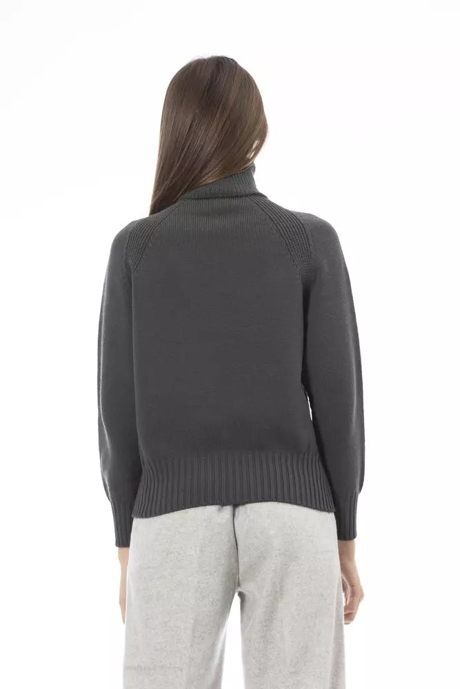 Alpha Studio Eleganter grüner Rollkragenpullover aus Wollmischung