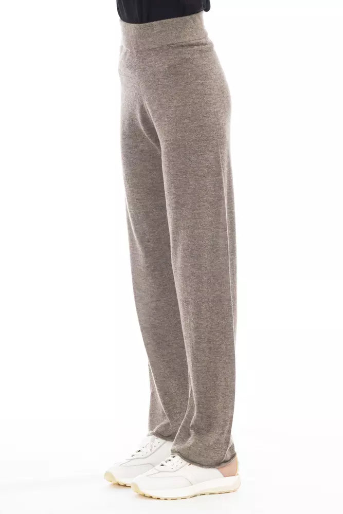 Alpha Studio Brown Wool Women Pant