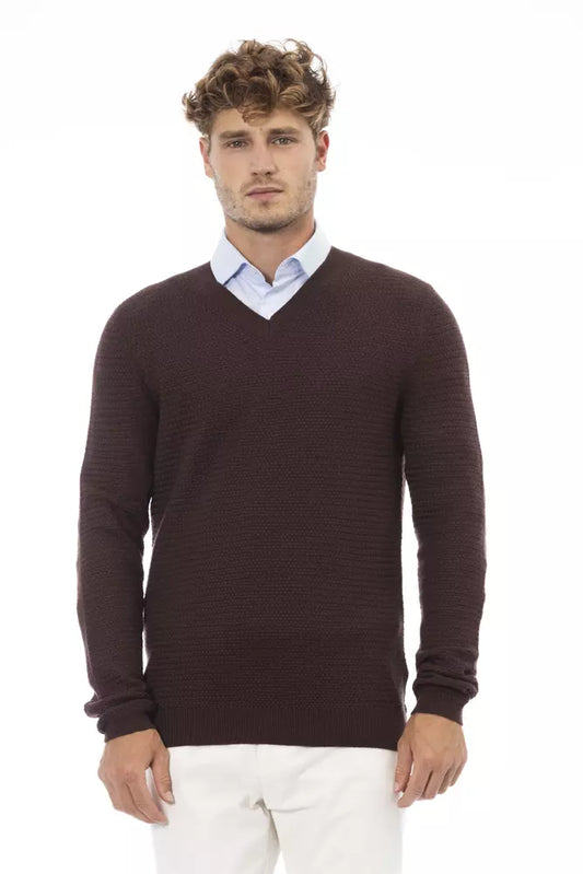 Alpha Studio Eleganter Pullover aus Merinowolle mit V-Ausschnitt