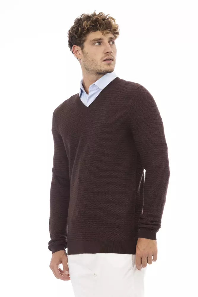 Alpha Studio Eleganter Pullover aus Merinowolle mit V-Ausschnitt