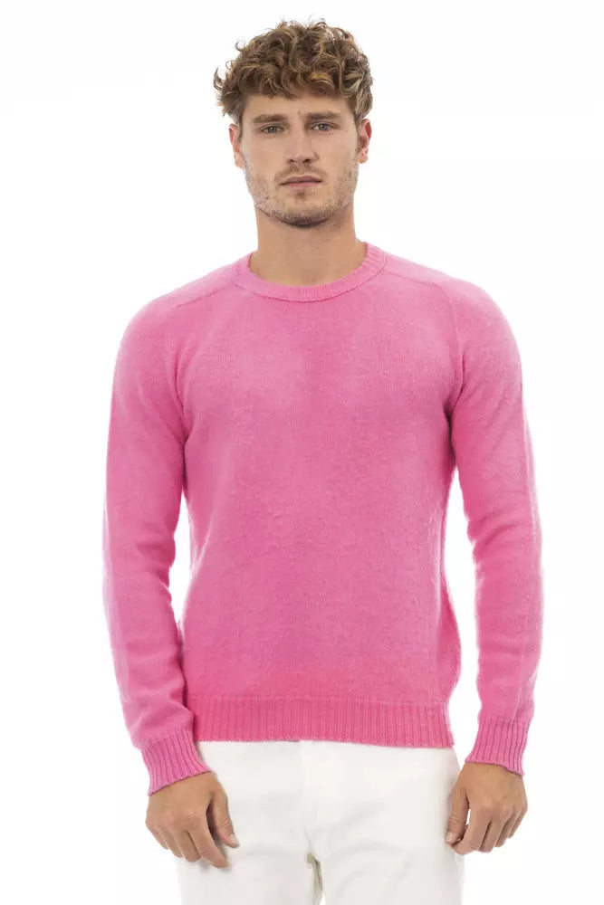 Eleganter Pullover mit Rundhalsausschnitt von Alpha Studio in zartem Rosa