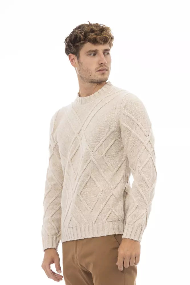 Alpha Studio Eleganter beiger Pullover mit Rundhalsausschnitt für Herren