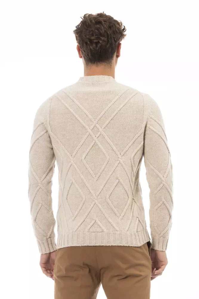 Alpha Studio Eleganter beiger Pullover mit Rundhalsausschnitt für Herren