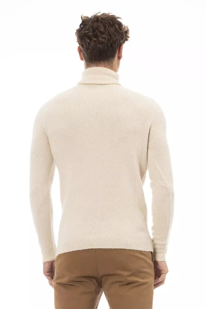 Beigefarbener Rollkragenpullover von Alpha Studio mit feinen Rippdetails