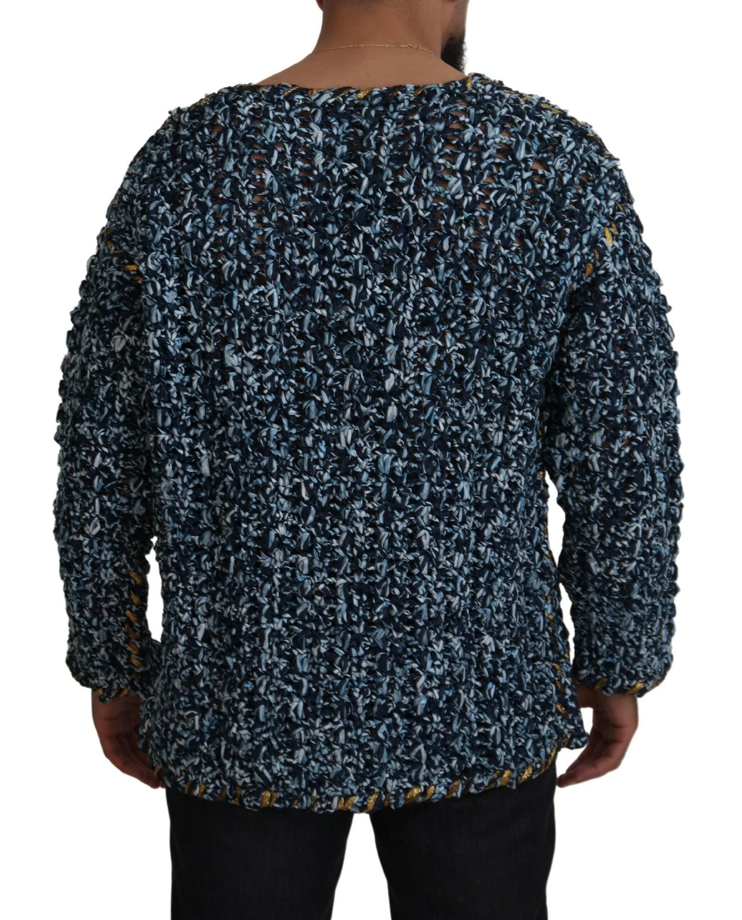 Dolce &amp; Gabbana Blue Button Cardigan Fatto A Mano Pullover