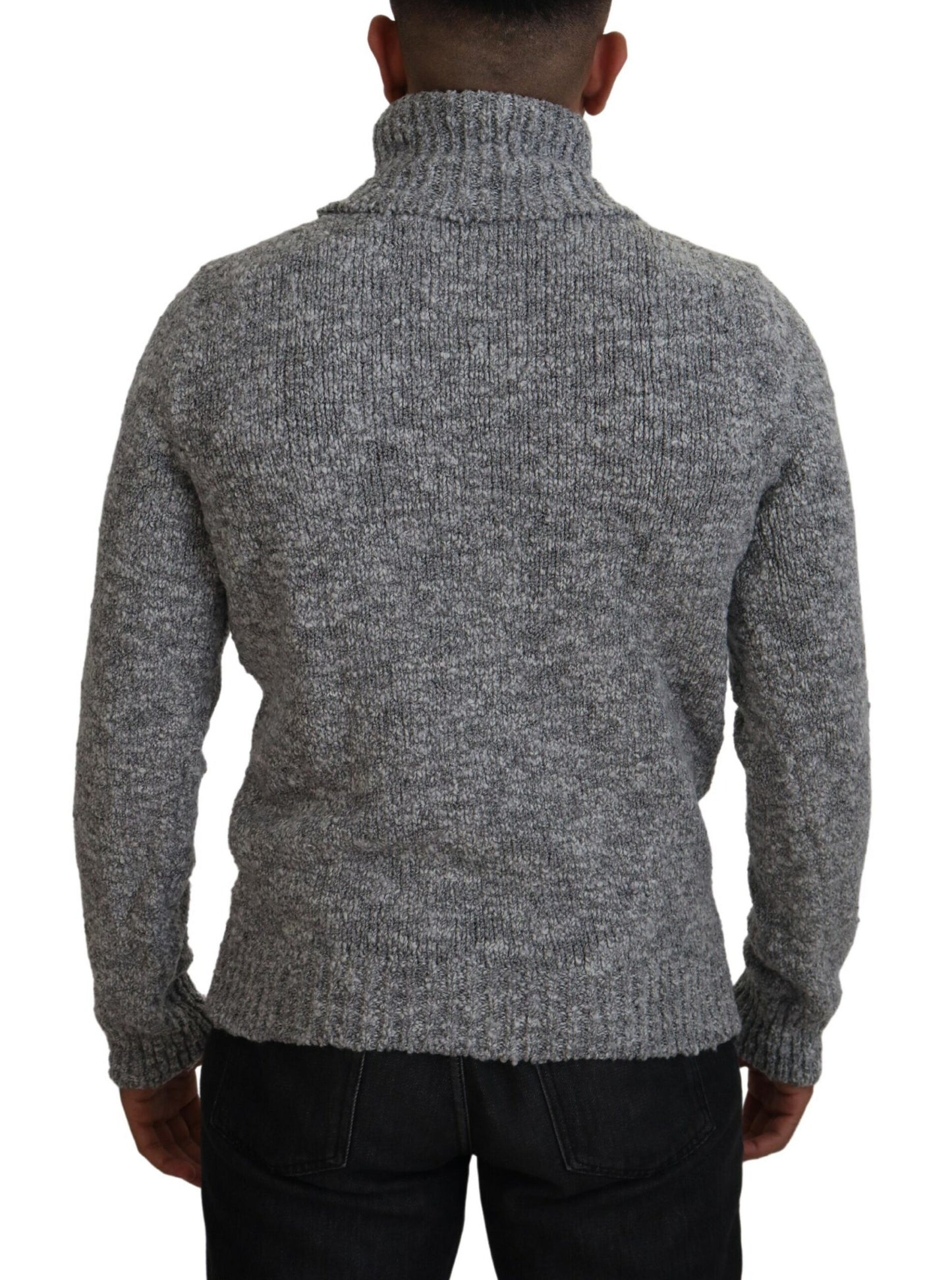 Dolce &amp; Gabbana Rollkragenpullover aus grauem Wollstrick