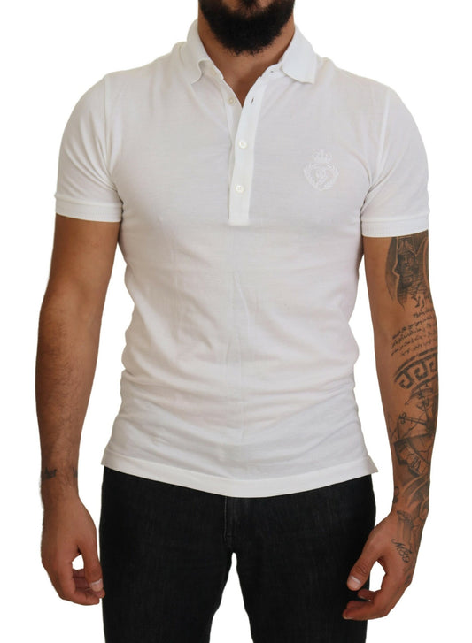 Dolce &amp; Gabbana White Cotton Logo Short Sleeve Polo T-shirt