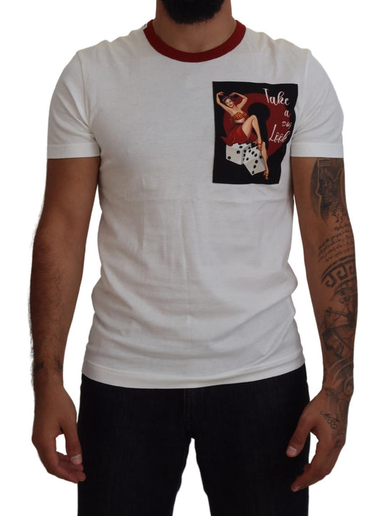 Dolce &amp; Gabbana Cotton White Logo Print Crewneck T-shirt