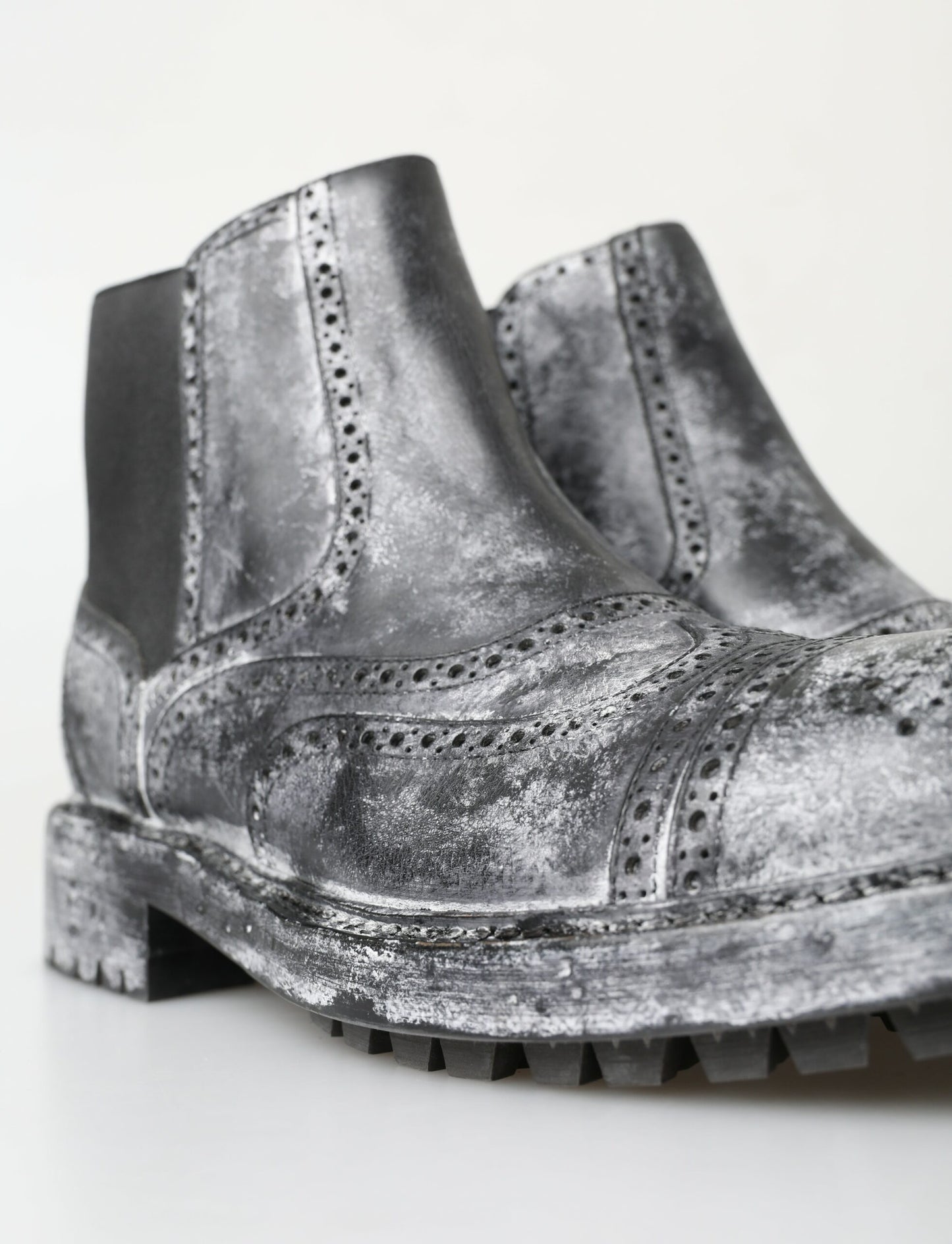 Dolce &amp; Gabbana Stiefeletten aus schwarzem, grauem Leder