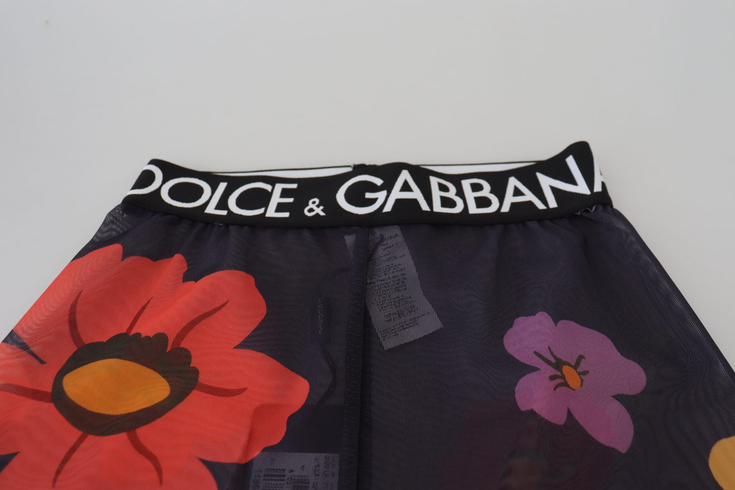 Dolce &amp; Gabbana Black Floral Leggings Stretch Waist Pants