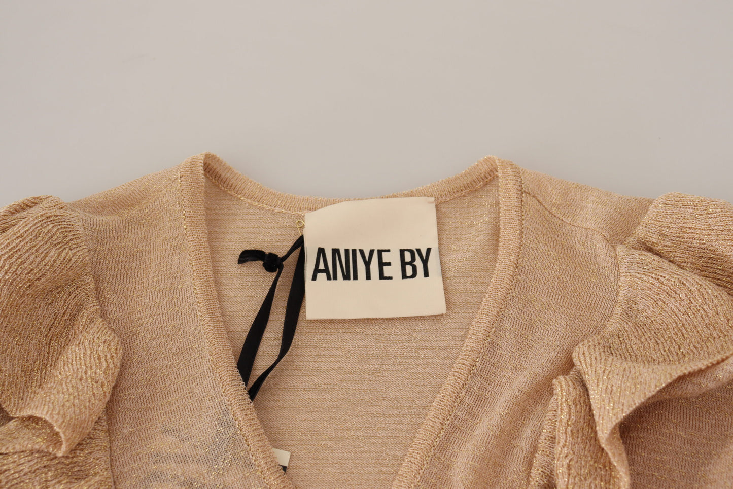 Aniye By Beige Rüschen-Cardigan mit langen Ärmeln und offener Vorderseite