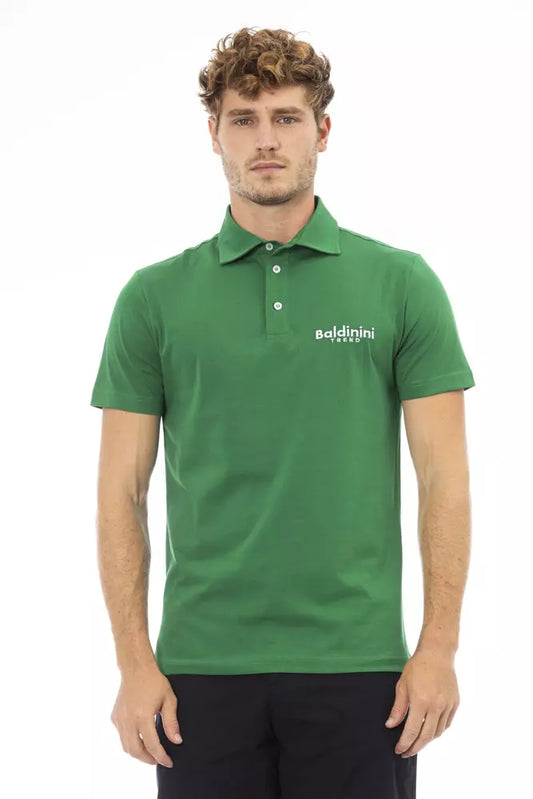 Baldinini Trend Elegantes besticktes grünes Poloshirt für Herren