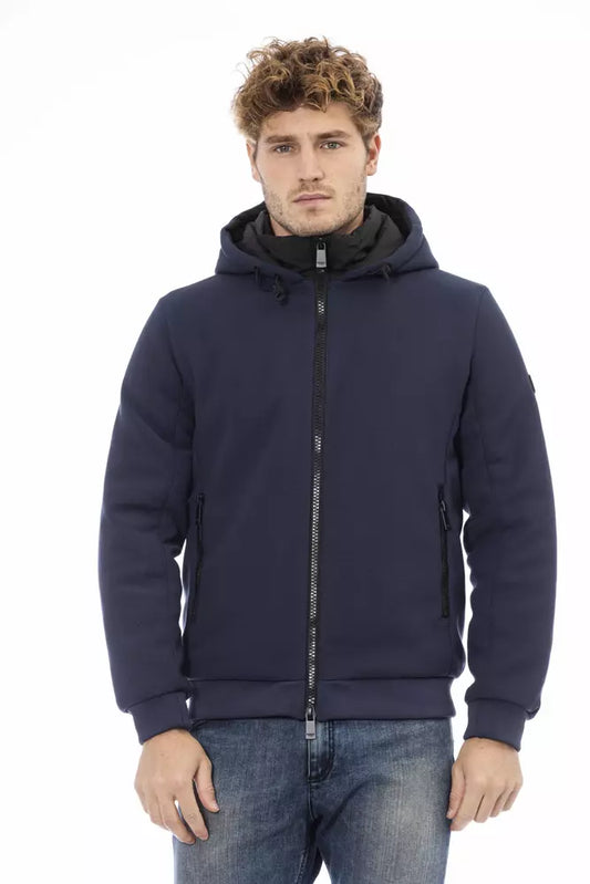 Baldinini Trend Sleek Blue Reißverschlussjacke mit Logodetails