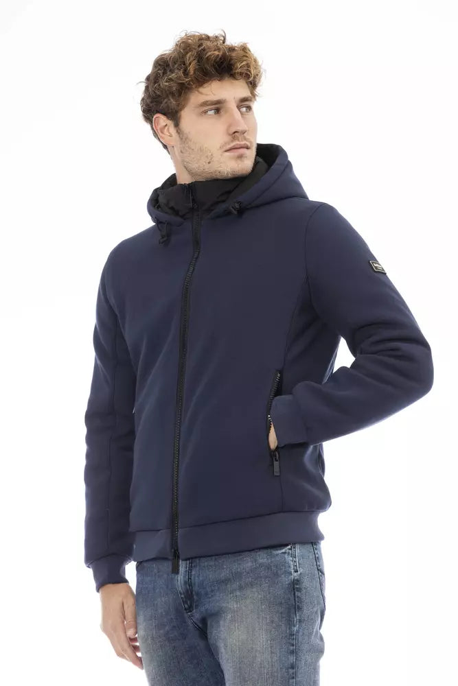 Baldinini Trend Sleek Blue Reißverschlussjacke mit Logodetails