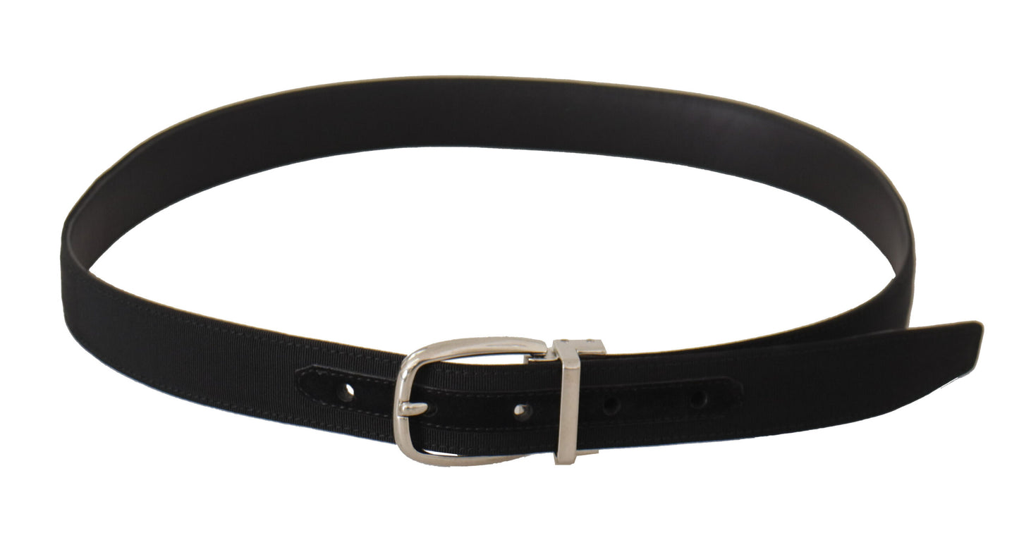 Dolce &amp; Gabbana Belt Black Calf Leather Silver Tone Metal Buckle