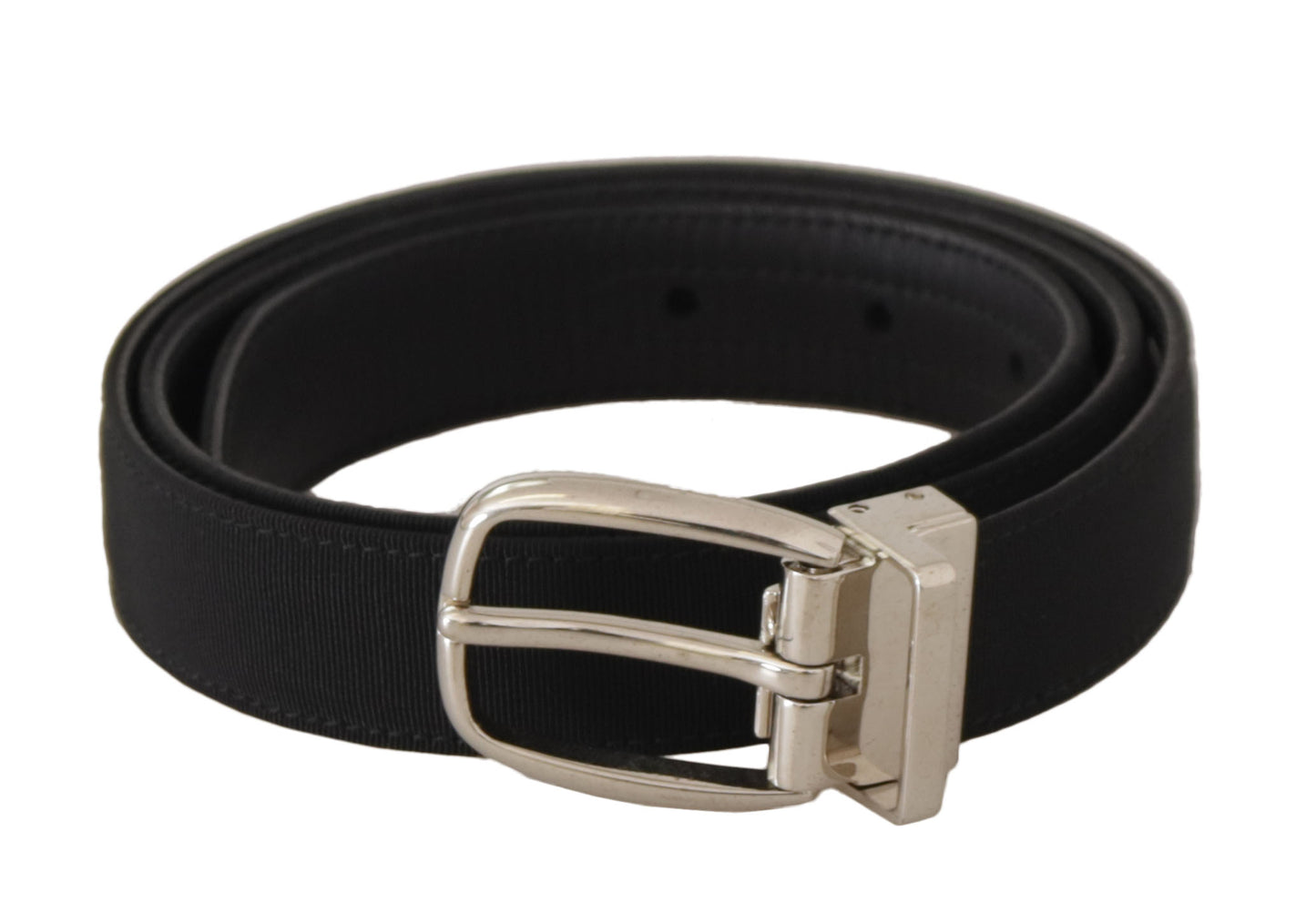 Dolce &amp; Gabbana Belt Black Calf Leather Silver Tone Metal Buckle