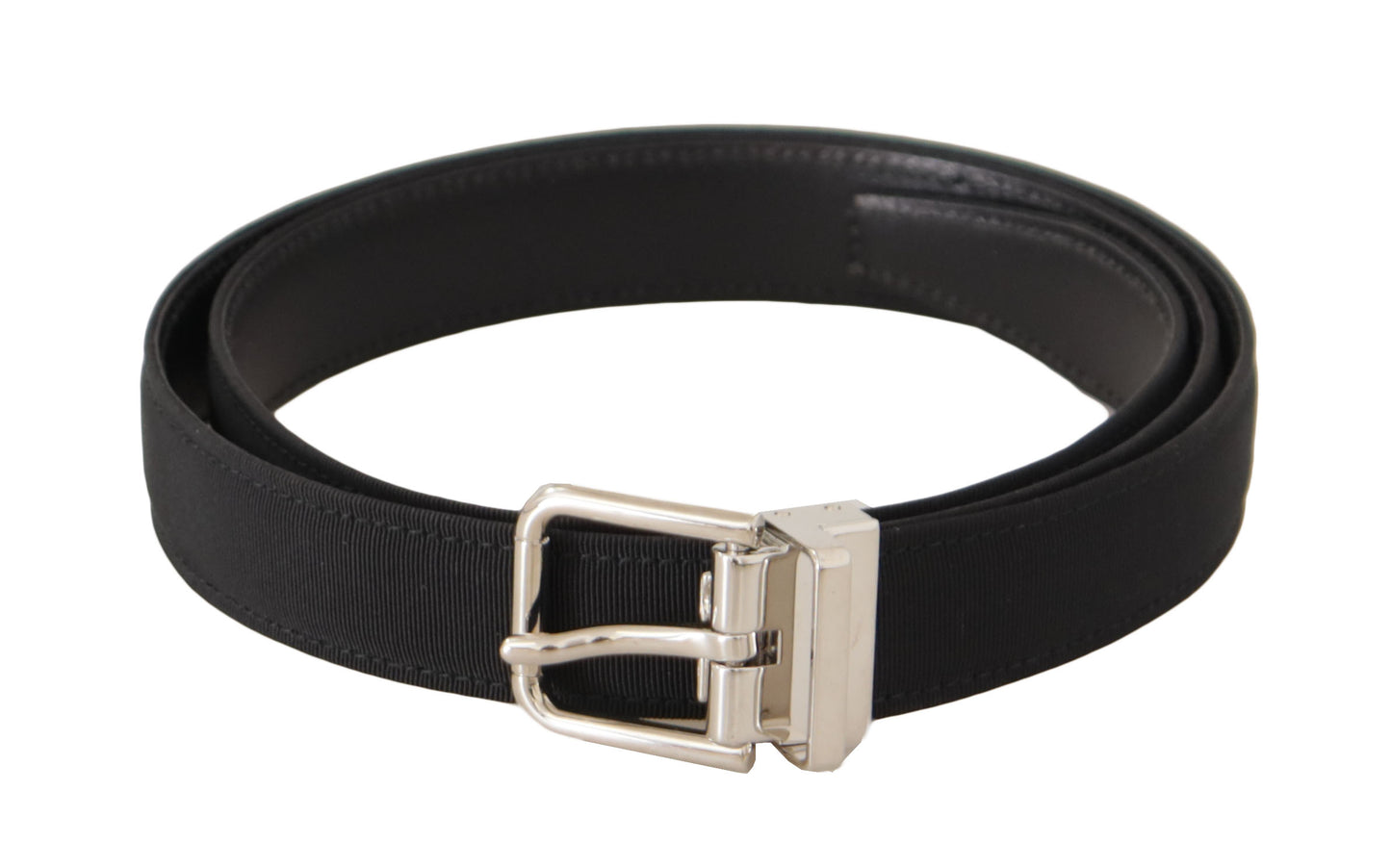 Dolce &amp; Gabbana Black Canvas Silver Tone Metal Buckle Men Belt