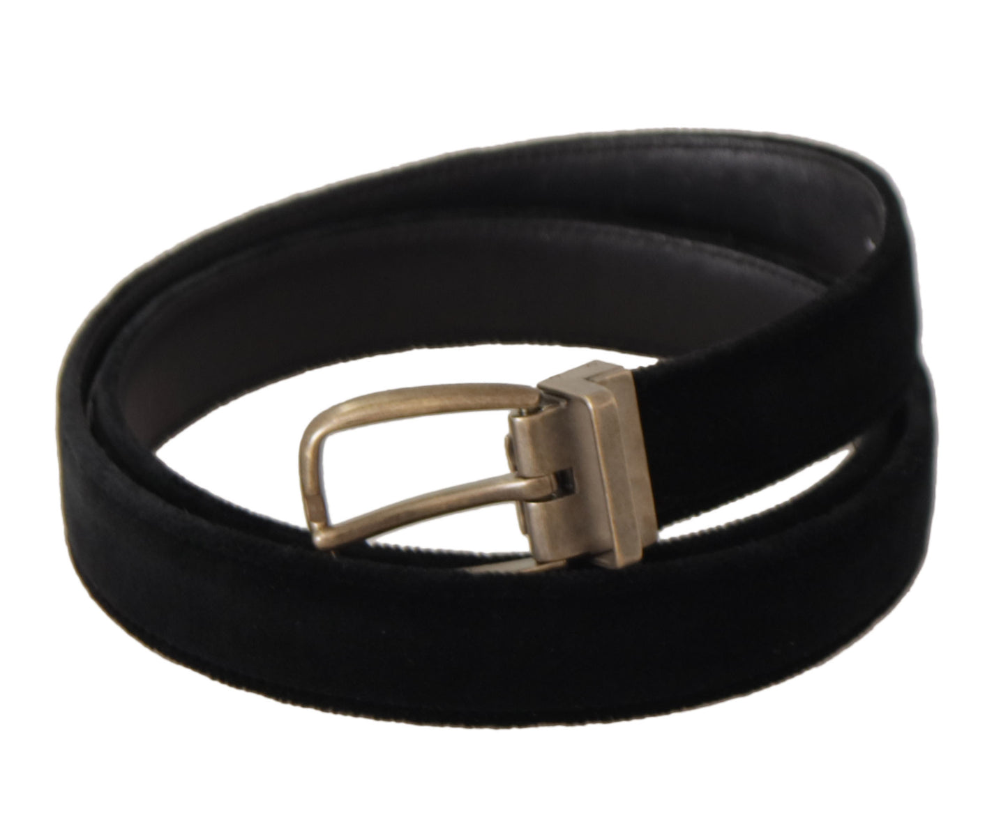 Dolce &amp; Gabbana Black Alta Sartoria Velvet Gold Metal Buckle Belt