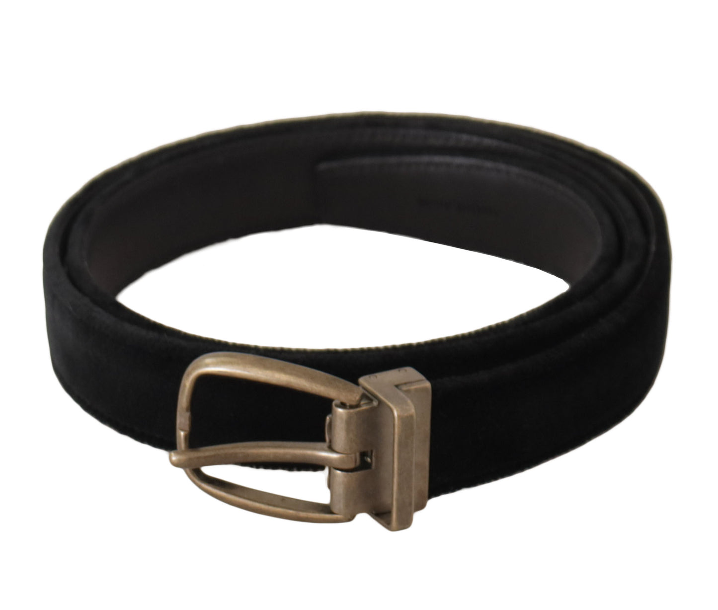 Dolce &amp; Gabbana Black Alta Sartoria Velvet Gold Metal Buckle Belt