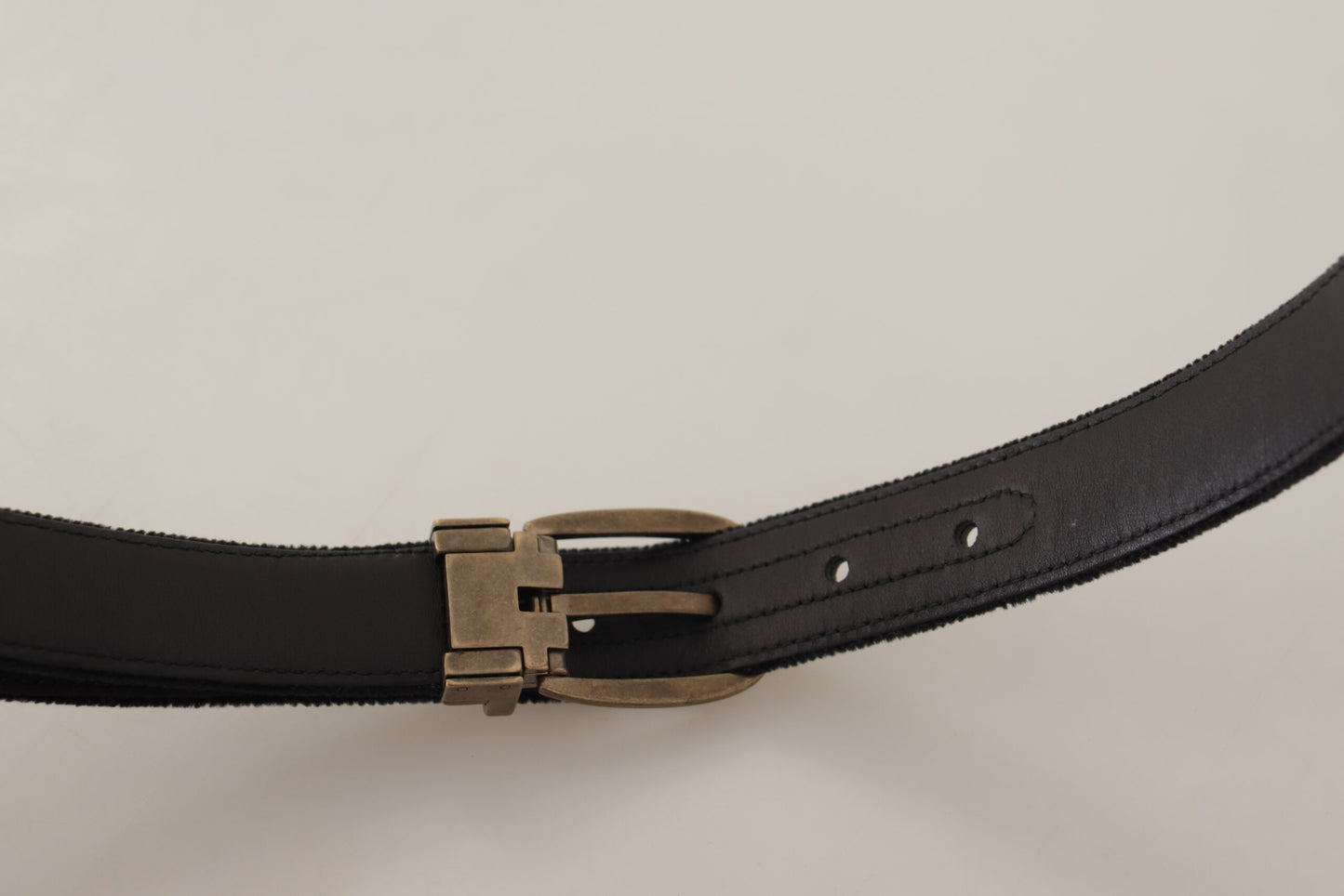 Dolce &amp; Gabbana Black Alta Sartoria Velvet Gold Metal Buckle Belt