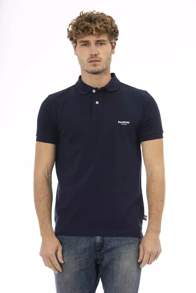 Baldinini Trend Chic blaues Baumwollpolo mit eleganter Stickerei