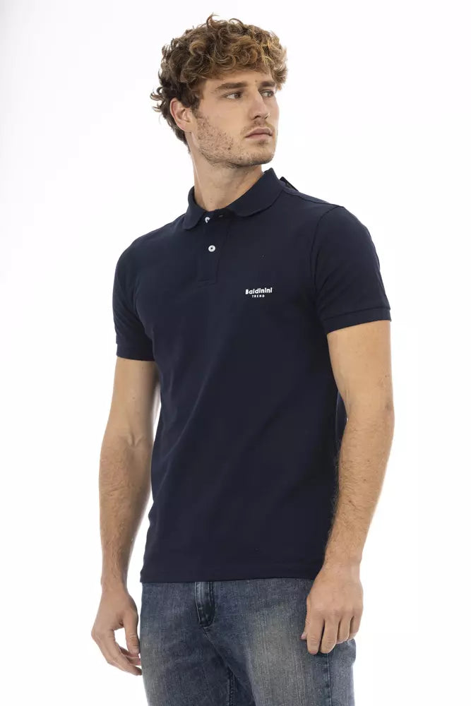 Baldinini Trend Chic blaues Baumwollpolo mit eleganter Stickerei